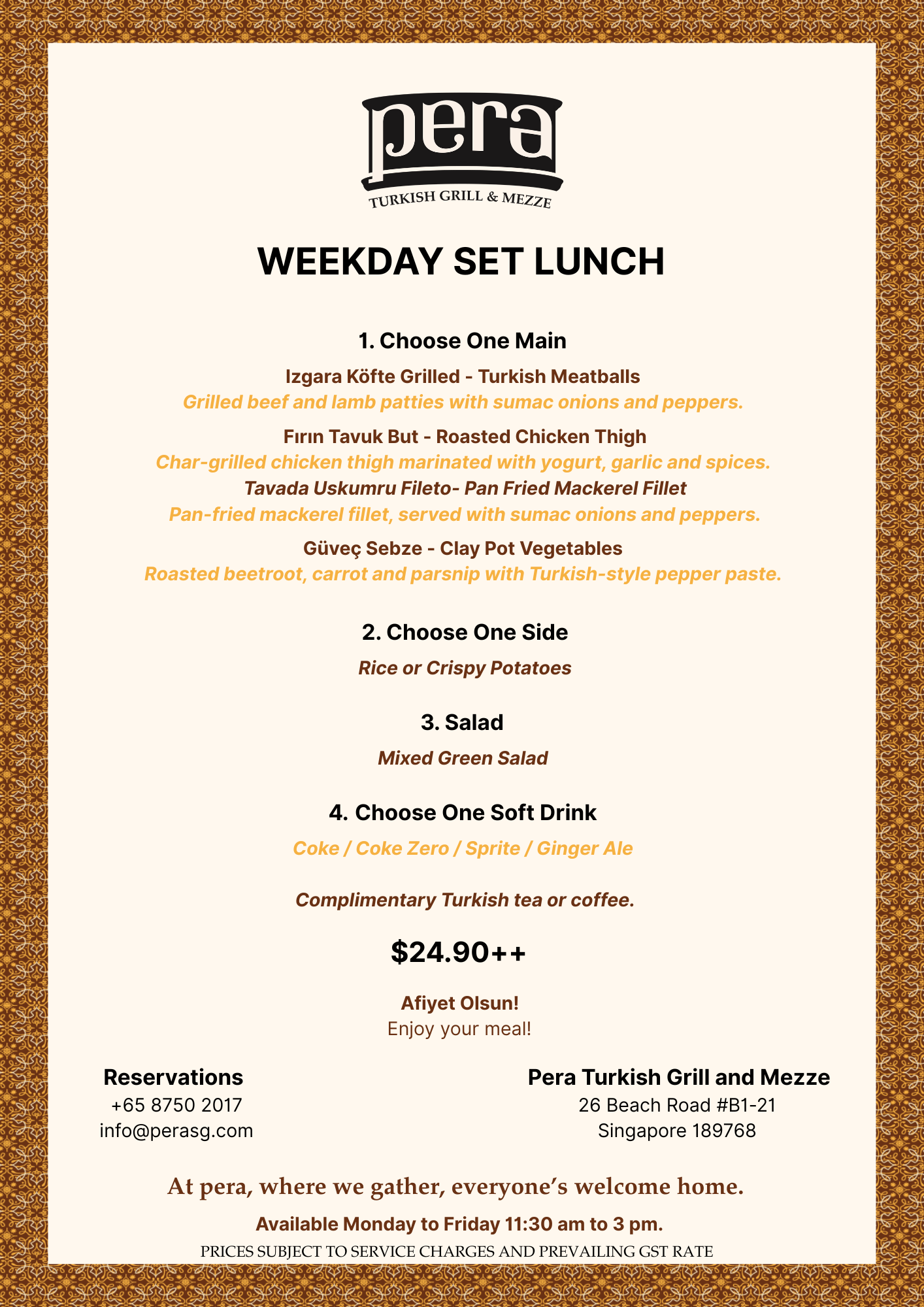 Weekday Set Lunch